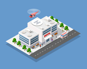 Hospital Isometric 3d Building