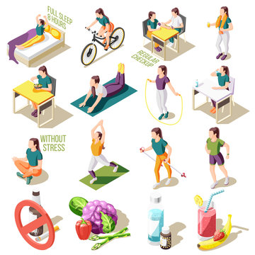 Healthy Life Style Isometric Icons