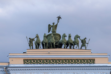 Triumphal Arch of General Staff Building in Saint Petersburg, built to commemorate Russia's victory...