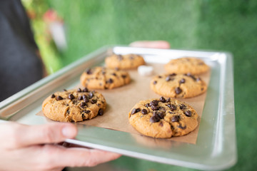 Gluten free cookies with gluten free ingredients on service tray
