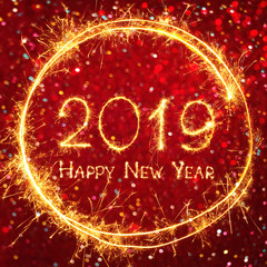 Square holiday web banner Happy New Year 2019