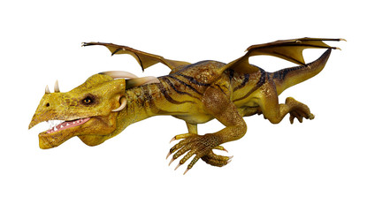 3D Rendering Fairy Tale Dragon on White