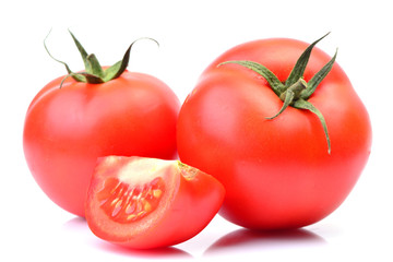 Tomatoes on a white background