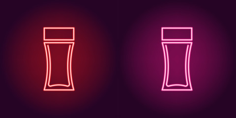 Neon perfume bottle, glowing icon. Vector sign