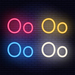 Neon letters, font on dark blue background. Vector illustration of eps 10.