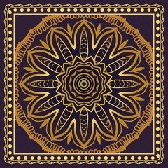 Decorative colorful ornament with round mandala decoration. symmetric pattern . For print Bandanna, shawl, tablecloth, fabric fashion, scarf, design