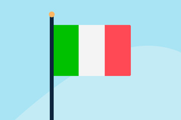 the flag of Italy, flat illustration on sky background
