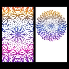 Vector mandala pattern. two template for flyer or invitation card design. for banners, greeting cards, gifts tags.