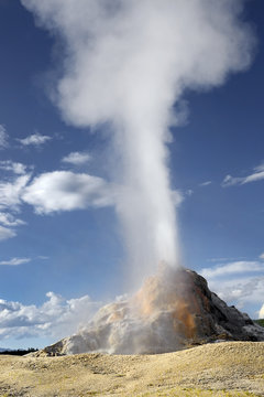 White Dome Geyser, Firehole lake drive - Scenic Landscapes of Geothermal activity of Yellowstone National Park, USA