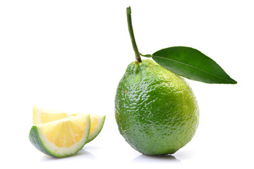 Lime fruit on white background