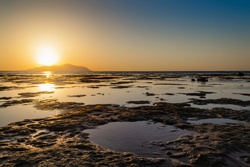 Naklejka premium Wonderful sunset in Sharm-El-Sheikh, Egypt over Tiran island, Red sea, Saudi Arabia