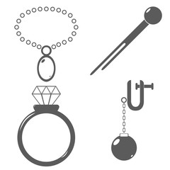 アイコン素材　装飾品　宝石　ファッション　ヘアピン　ネックレス　指輪　イヤリング