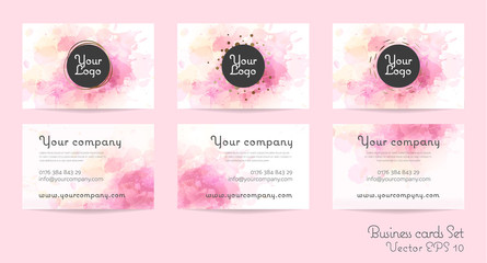 Business cards set in watercolor design.