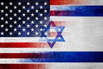 Grunge USA and Israel flag graphic