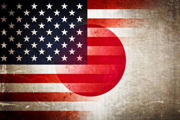 USA and Japan grunge flag mix