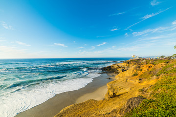 Blue sky over La Jolla beach in San Diego