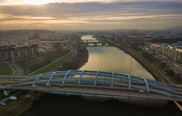 Bridges on the Vistula in Krakow. Poland