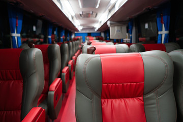 Leather seat in the bus