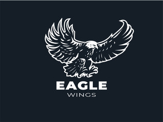 Eagle or hawk with outstretched wings. 