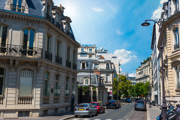 Elegant buildings under a clear sky in Paris in the summertime