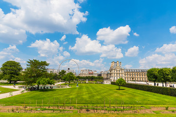 Soft clouds over Jardin de Tuileries in Paris