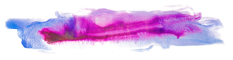 purple watercolor stain with paper texture on white background isolated. hand drawing.