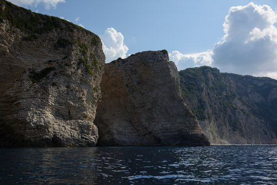 cliffs near the Chomi Beach (Paradise Beach), Corfu, Ionian Islands, Greece