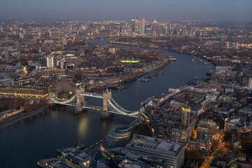 Fototapeta na wymiar London Panorama View, River Thames and Tower Bridge