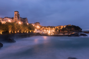 Fototapeta na wymiar City of Biarritz with its beautiful coast and the old sea port, at the North Basque Country.