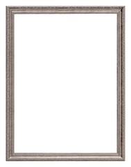 Silver frame for paintings, mirrors or photo isolated on white background	