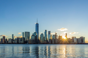 Fototapeta na wymiar Cityscape of Lower Manhattan, New York in the Sunny Morning. United States of America