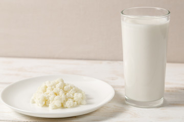 Tibetan kefir milk mushroom on white background.