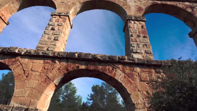 Roman Aqueduct Pont del Diable in Tarragona, Spain.The Archaeological Ensemble of Tarraco is declared a UNESCO World Heritage Site Ref 875