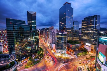 Blick auf die Innenstadt am Gangnam Square in Seoul, Südkorea?