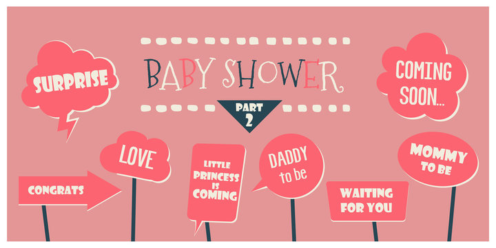 Baby shower photo booth props vector elements