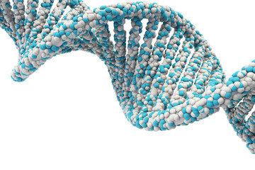 DNA Struktur 3D Spiral blau grün Rendering mit Hintergrund weiß- Wissenschaft (isolated white...