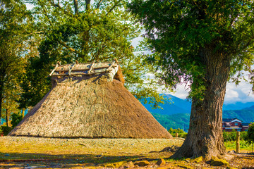 Fudodo ruins in Toyama, Japan. Japanese old house which people used to live in the Jomon period.