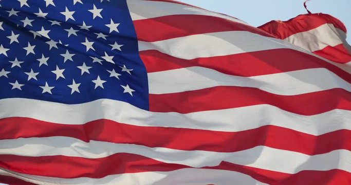 4k American flag is fluttering in wind.
