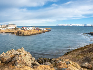 Seascape view at Stykkisholmur church hill, Iceland