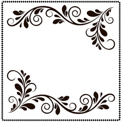 black and white border frame with floral patterns