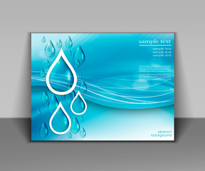 abstract blue background with water drops, template for design