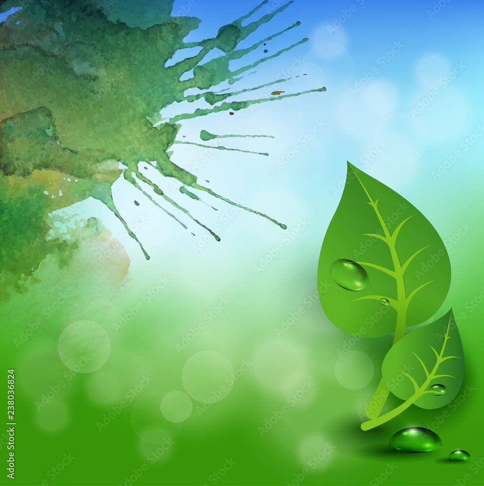 Poster fresh natural background with leaves