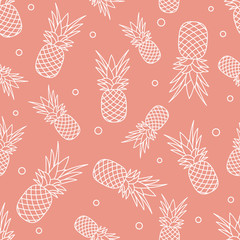 Seamless pattern with pineapples. Tropical fruit.