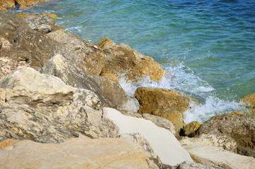 Rocks in the mediterranean sea with waves