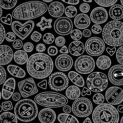 Vector seamless pattern with cloth buttons in boho style