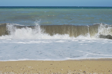 Waves crashing at the Mediterranean