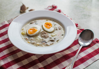 Zurek - polish easter soup with eggs and white sausage