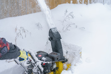 A snow thrower is the best assistant for snow removal in the winter. Snow Thrower outdoor