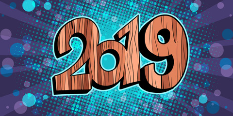 glitter Shine 2019 happy new year wooden background