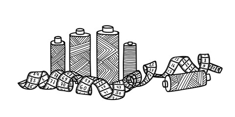 Vector illustration of needlework, sewing  tools.